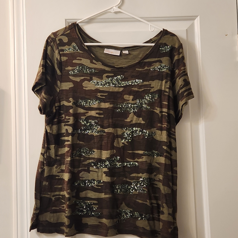 Kim Gravel Camo Sequin T-Shirt